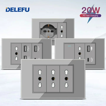 DELEFU Grey Tempered Glass Panel