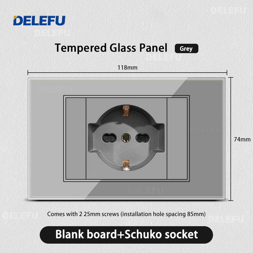 DELEFU Grey Tempered Glass Panel