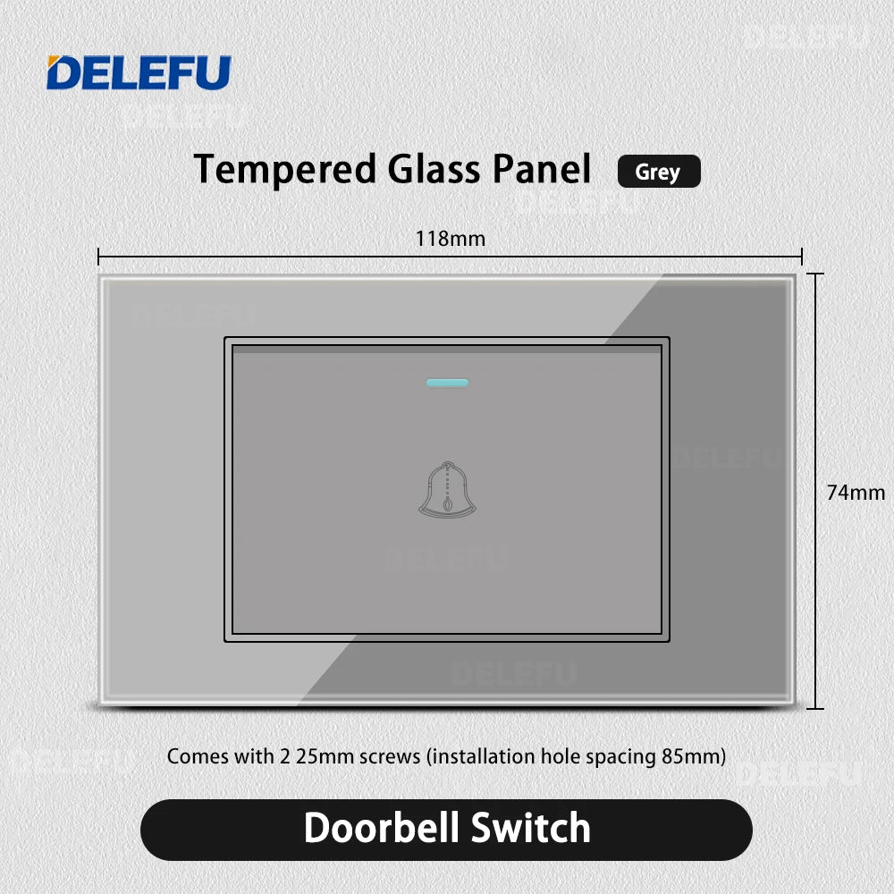 DELEFU Grey Tempered Glass Panel