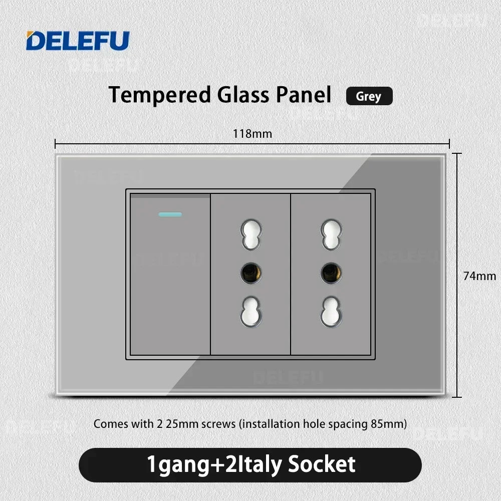 DELEFU Grey Tempered Glass Panel