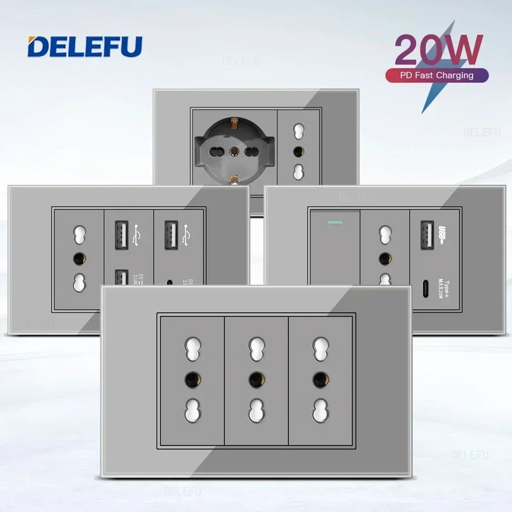 DELEFU Grey Tempered Glass Panel