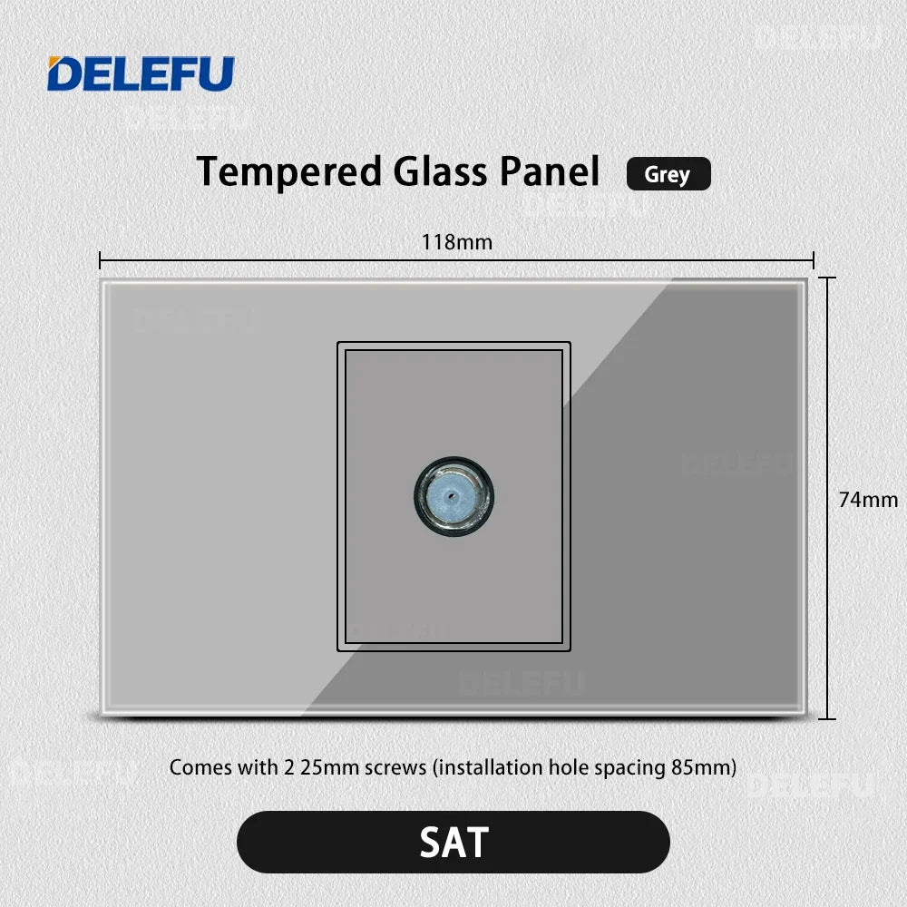 DELEFU Grey Tempered Glass Panel