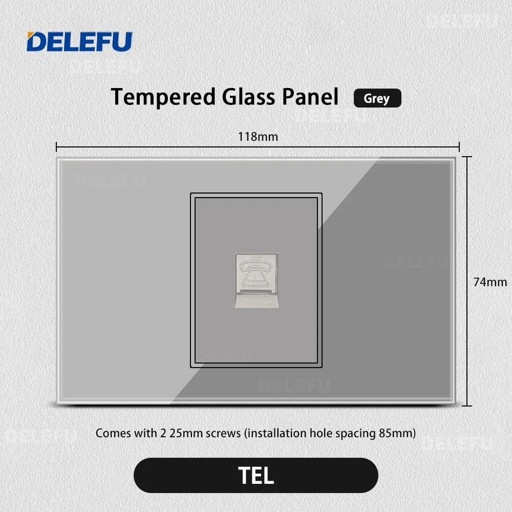 DELEFU Grey Tempered Glass Panel