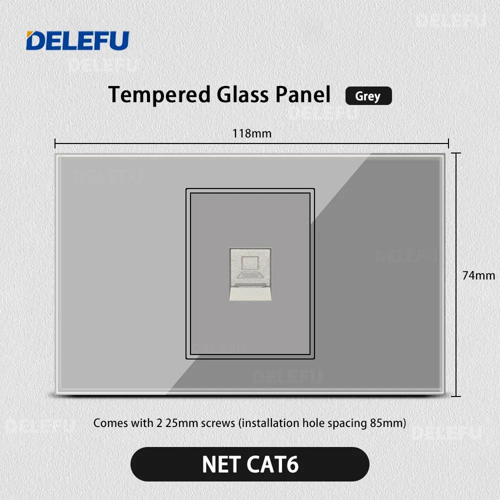 DELEFU Grey Tempered Glass Panel