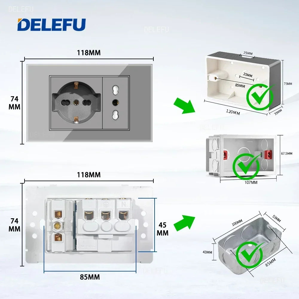 DELEFU Grey Tempered Glass Panel