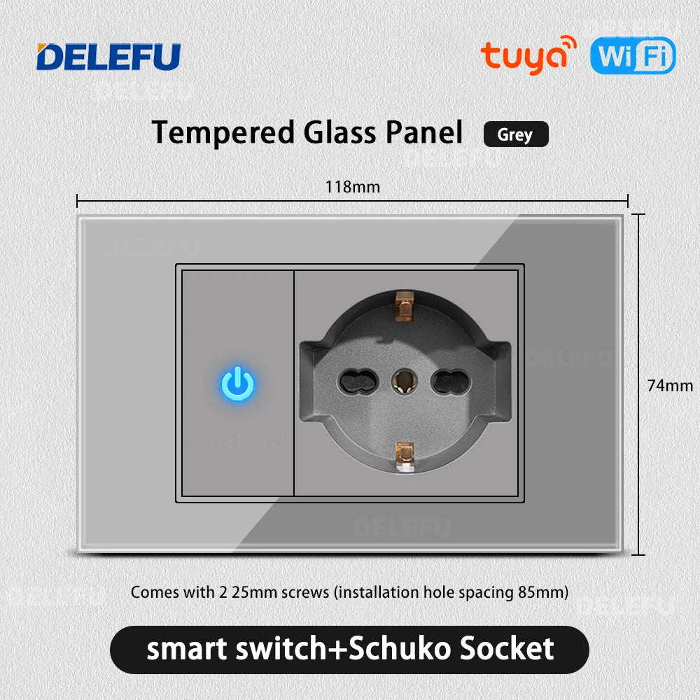 DELEFU Grey Tempered Glass Panel
