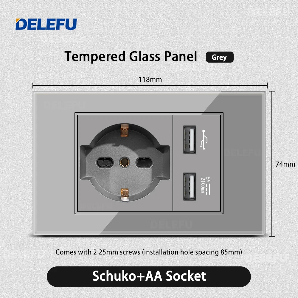 DELEFU Grey Tempered Glass Panel