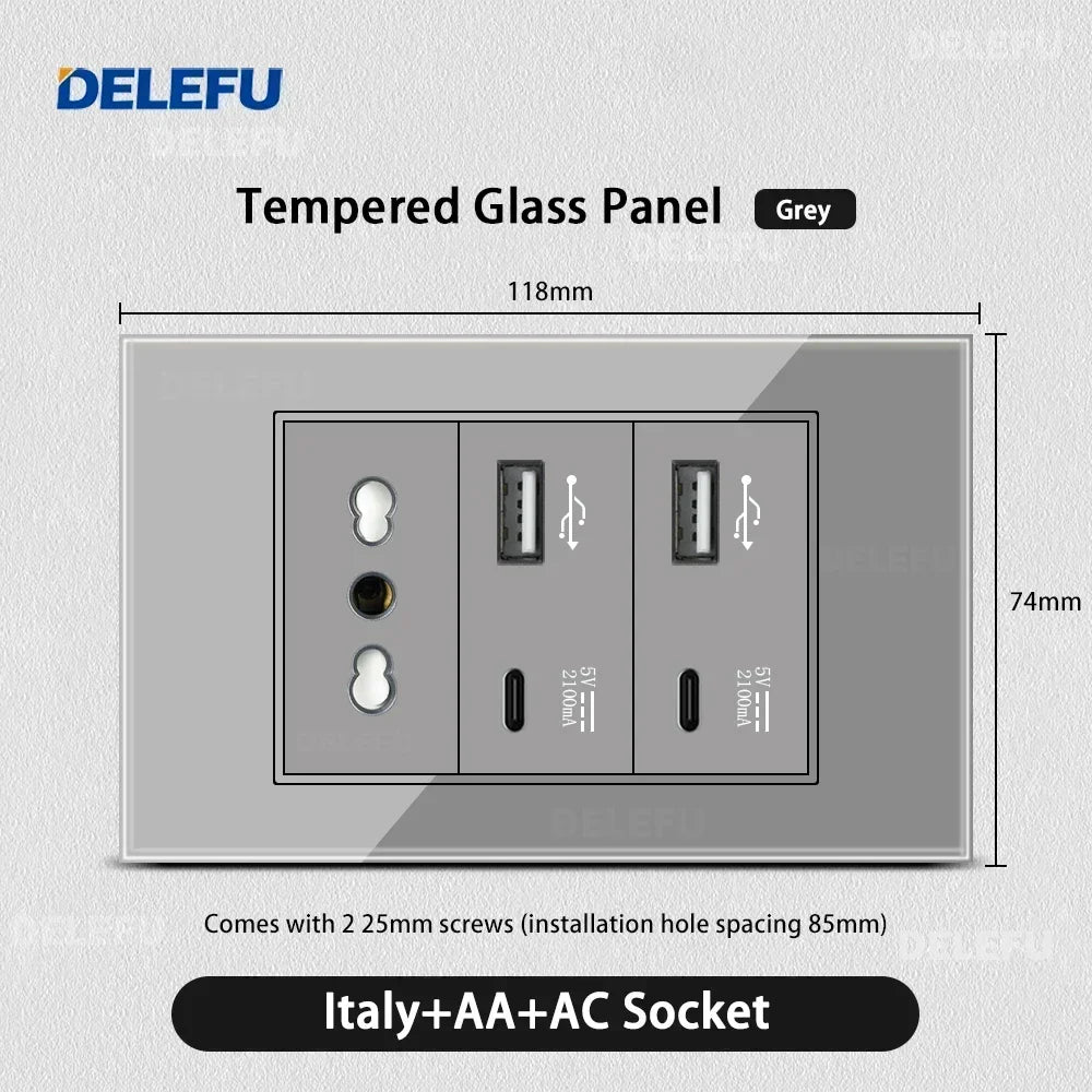 DELEFU Grey Tempered Glass Panel