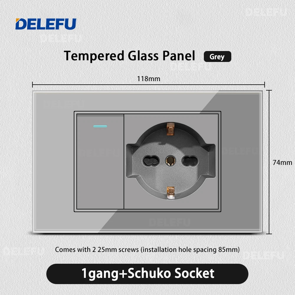 DELEFU Grey Tempered Glass Panel