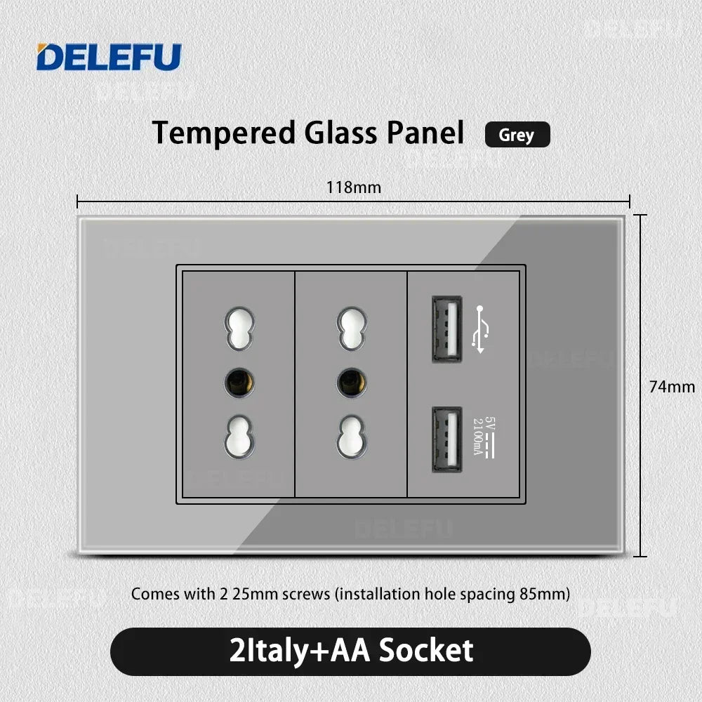 DELEFU Grey Tempered Glass Panel
