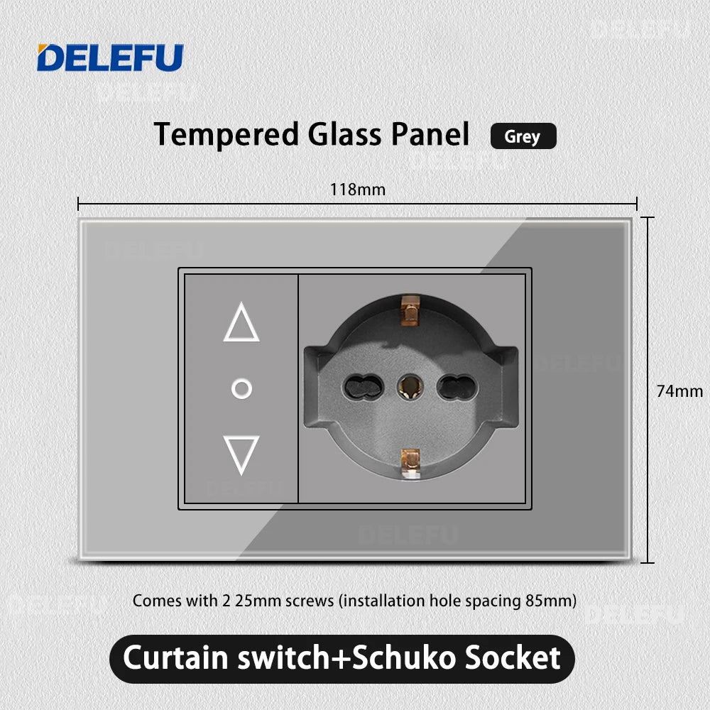 DELEFU Grey Tempered Glass Panel
